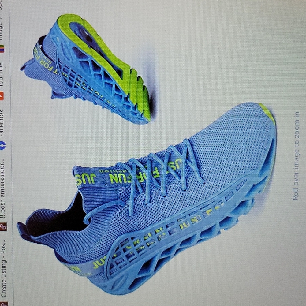 FZUU Mens Athletic Running Walking Non Slip Sneakers knit upper sky blue…12 NEW